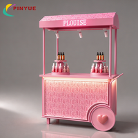 Ensemble de table de manucure avec arche LED personnalisée, vernis à ongles rose, pour salon, kiosque de centre commercial, stand de beauté pop-up, aménagement de boutique commerciale