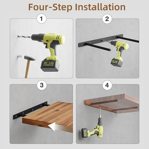 <strong>Industrial</strong> <strong>Pipe</strong> Shelf 2pcs Set Square Shape Shelves Wooden <strong>Shelving</strong> Brown with Shelf Brackets - Product Image 5