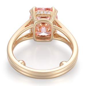 Bague de fiançailles en or jaune massif 10k 14k, sertie d'un diamant de laboratoire rose vif fantaisie, taille coussin allongée, populaire et romantique. - Product Image 2