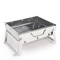 Barbecue au charbon de bois pliable en acier inoxydable 43x29x23cm, barbecue portable pliable pour le camping, les pique-niques et les barbecues en plein air