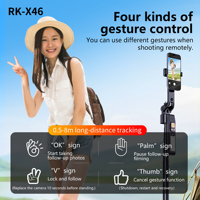 Bastone Selfie Gimbal 360° da 1,8m con Tracciamento Automatico del Viso AI, Treppiede Stabilizzatore e Luce LED RK-X46 per Smartphone 5.0