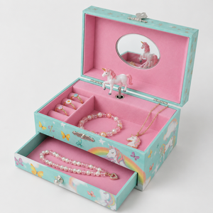 High Quality MDF <b>Musical</b> Jewelry <b>Box</b> with Drawer Cute Unicorn/Ballerina Design Kids Jewelry Organizer <b>Box</b> - Product Image 5