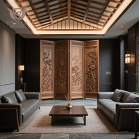 Paravent pliant horizontal en bois de style chinois pour chambre d'hôtel, bureau, cloison de séparation, escalier, appartement – Nouveau design classique