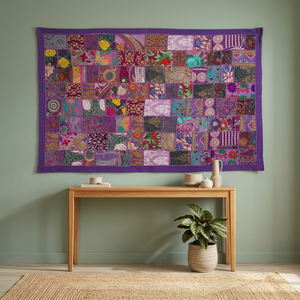 Tapiz bordado a mano vintage con patchwork, decoración textil para colgar en la pared, para decoración del hogar y bodas, suministro al por mayor. - Product Image 4