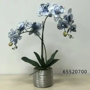 Hunan Zhangjiajie Fuyuan Yiwu 3D flores bonsai seda borboleta orquídea artificial phalaenopsis cerâmica em vaso para casa hotel