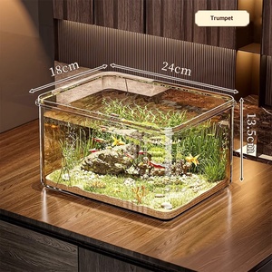 Aquarium rectangulaire <span class=keywords><strong>de</strong></span> bureau à haute transparence pour l'élevage <span class=keywords><strong>de</strong></span> poissons rouges et <span class=keywords><strong>de</strong></span> tortues, idéal comme décoration - Product Image 6