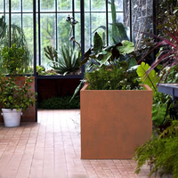 Jardinière en acier Corten couleur rouille, jardinière extérieure en acier, pots de plantes de jardin, jardinière cube en acier Corten pour jardin