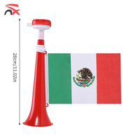 Trompette de supporter personnalisée 2026 avec logo et drapeau national, en plastique, design Mexique Brésil, pour fêtes et activités sportives