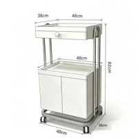 Chariot de Salon Portable Haut de Gamme en Bois Blanc Personnalisé et Étagère de Traitement Spa avec Lits de Massage pour Salons, Spas et Barbiers