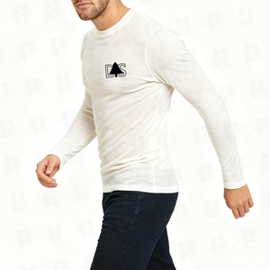 T-shirt <span class=keywords><strong>Homme</strong></span> Personnalisé en <span class=keywords><strong>Laine</strong></span> Mérinos Coupe Slim à Manches Longues, Uni, Léger, Respirant, Doux et Agréable pour la Peau, Idéal pour l'Impression (Vente en Gros) - Product Image 3