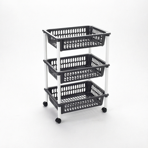 Armoire de cuisine commerciale moderne en plastique multifonction à 3 étagères et paniers de rangement avec garantie de 2 ans - Product Image 1