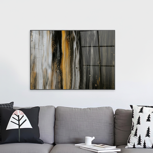 Modern Black, White & Gold Printed <b>Canvas</b> <b>Wall</b> Decor,TEMPERED GLASS ART - Product Image 2