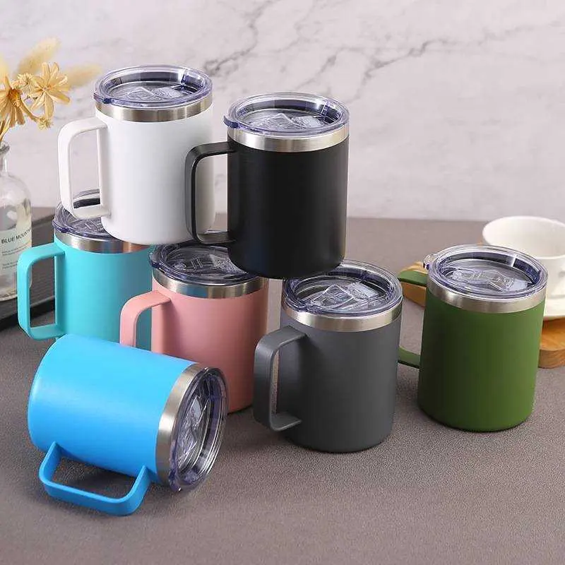 12oz double layer stainless steel mugs with waterproof lid