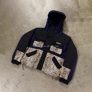 Fashion Design Windbreaker Nylon <b>Zip</b> <b>up</b> <b>Jackets</b> for Men Custom Patchwork Leopard Print Waterproof Coat Windbreaker <b>Jackets</b> Men - Product Image 1
