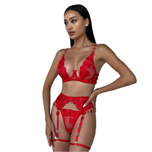 Conjunto de Lencería <span class=keywords><strong>Sexy</strong></span> con Pedrería Brillante, Encaje, Pedrería Bordada, Body Transparente para Mujer - Product Image 2