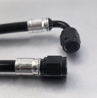 Tuyau PTFE tressé en acier inoxydable avec revêtement PU haute pression AN4 AN6 AN8 AN10 et raccord à sertir noir anodisé droit, 45°, 90°