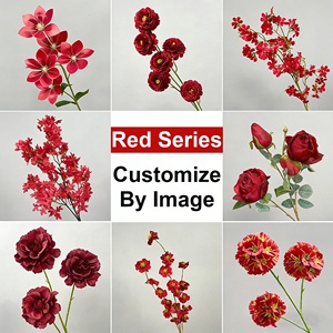 Fleurs artificielles en soie <span class=keywords><strong>de</strong></span> la série rouge LUYI, matériaux floraux faits à la main pour les bouquets, décoration <span class=keywords><strong>de</strong></span> mariage à domicile, Saint-Valentin - Product Image 2