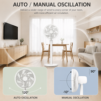Ventilateur sur pied DC 12 pouces à 7 pales, 12 vitesses, mode veille, circulateur d'air avec télécommande, ventilateur de table et de sol 2-en-1, option rechargeable