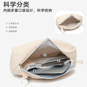 Minimalist <b>Waterproof</b> <b>Backpack</b> 20-35L Laptop Compartment Side Opening For Women Travel Lightweight Solid Color - Product Image 2