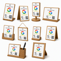 Soporte de Exhibición de Código QR y Tarjetas NFC de Madera Sólida Ecológica Personalizado para Reseñas de Google, para Escritorio, Mesa, Restaurante, Cafetería, Negocio