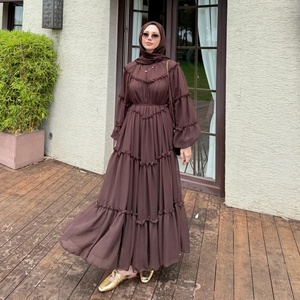 Loriya 2026 Nouvelle <span class=keywords><strong>Robe</strong></span> Islamique Abaya Fermée pour <span class=keywords><strong>Femme</strong></span>, <span class=keywords><strong>Robe</strong></span> Musulmane en Chiffon Double Couche, <span class=keywords><strong>Robe</strong></span> Longue à Volants Superposés pour <span class=keywords><strong>Femme</strong></span> - Product Image 4
