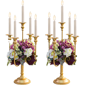 Candelabros de Hierro Dorado Vintage, Centros de Mesa Alternativos para Bodas y San Valentín, Portavelas para Flores, Hechos a Mano - Product Image 1