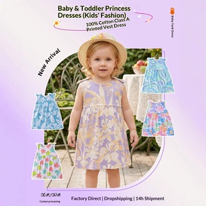 Abito Estivo per Bambine in Stile Europeo e Americano, <span class=keywords><strong>Vestito</strong></span> Principessa alla Moda, Senza Maniche, in Puro Cotone con Stampe - Product Image 2