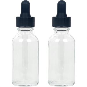 Empty Glass <b>Dropper</b> <b>Bottles</b> 5ml/10ml/15ml/1oz/50ml/2oz/100ml Clear & Amber with Screen Printing Labels for Essential Oil - Product Image 1