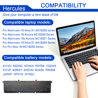 Baterai Laptop Pengganti 11.7V 96Wh 61YXV M23NC N7HKX PMT8K untuk Alienware 16 Aurora AC16250 16 18 Area-51 Notebook