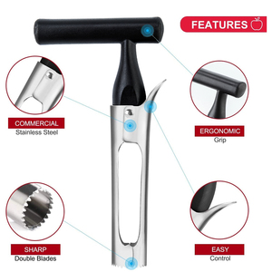 Alat Pengupas Inti Apel Spiral Hitam dari Baja Anti Karat untuk Perlengkapan Dapur - Product Image 3