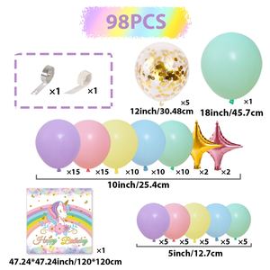 Kit d'arche de ballons d'anniversaire licorne macaron, guirlande de 10 pouces en matériau PC, impression UV, fond violet rose, fournitures pour fête de filles - Product Image 5