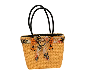 Bohemian <b>Straw</b> Tote <b>Bag</b> With Floral Embroidery And Beaded Decor 14x10in Summer Beach Handbag Open Closure Style - Product Image 1
