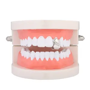 الهيب هوب واحد الأسنان أعلى جريلز مثلج خارج حجر الراين الذهب مطلي الأسنان الأسنان Grillz للرجال مجوهرات للجسم بالجملة