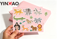 Autocollants personnalisés en vinyle, durables, auto-adhésifs, imperméables, écologiques, motifs animaux de dessin animé, découpés à la forme, pour logos et décorations