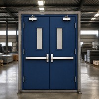 Porte coupe-feu double en acier commerciale, 180 minutes, certifiée WH, avec barre de poussée pour évacuation d'urgence, pour hôpitaux, écoles, bureaux et sorties de bâtiments