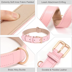 Nibao Custom Kleuren Verstelbare Zacht Gewatteerde Lederen Halsband Heavy Duty Metalen Gesp Hond Halsband - Product Image 2