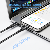 Câble de charge et de données USB C vers double Type C tressé 140W 2 en 1, 1,2m, alliage d'aluminium, logo personnalisé