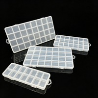 Boîte d'emballage rectangulaire en plastique PP multi-tailles, épaisseur 2 mm, étui portable à compartiments fixes pour petits objets et bijoux