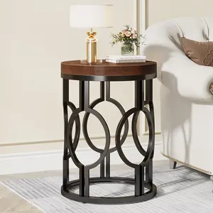 Modern Home Decor Round Small Wood Coffee Table for Living Room Bedroom