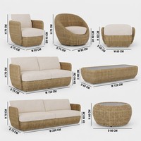 Verstellbarer Balkon-Couchtisch mit Dicker Polsterung für Schwimmbäder, Italienisches Modernes Luxus-Design in Kugelform, Naturfarben, für Villen, aus PE-Material