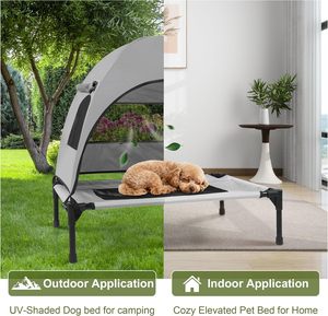 Outdoor Elevated Dog Bed with Canopy Cooling Summer Removable Shade Foldable Portable <strong>Cot</strong> for <strong>Small</strong> Dogs Travel Camping - Product Image 3