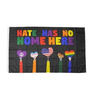 Banderas Multicolores de 3x5 pies de Poliéster Impresas Digitalmente con el Arcoíris del Orgullo LGBTQIA, la Maldad No Tiene Lugar Aquí - Product Image 1