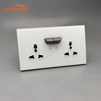 Prise murale en verre trempé, double prises universelles 13A, interrupteur à bascule 2 gangues, ports de charge USB type C, indicateur LED