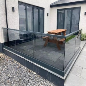 Système de balustrade en verre sans cadre moderne pour escaliers extérieurs, balcons, villas, centres commerciaux - Conception en aluminium en forme de U, résistant à <span class=keywords><strong>la</strong></span> rouille - Product Image 1