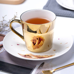 Animal Design Mirror Cup Nordic Gold silver Espresso Cup <span class=keywords><strong>tazza</strong></span> e piattino in ceramica di lusso - Product Image 3