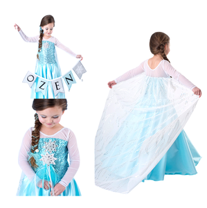 <span class=keywords><strong>Vestito</strong></span> Sintetico Natalizio per Bambine <span class=keywords><strong>Frozen</strong></span> con Mantello Bianco, Tulle Blu con Strascico, Stile Principessa, Personaggio Echo - Product Image 1