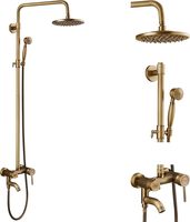 Système de douche en laiton antique, ensemble complet, robinetterie de douche rétro vintage avec douchette pluie de 8 pouces