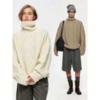 Pull-over en cachemire 100% personnalisé, col haut, tricoté, couleur unie, chaud, pour femme