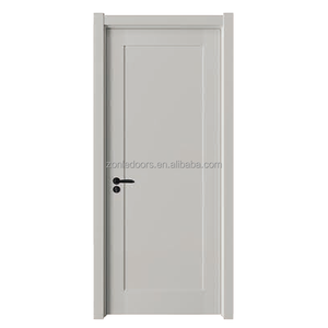 简单柚木前门设计木制双门圆形设计油漆颜色木门 - Product Image 3