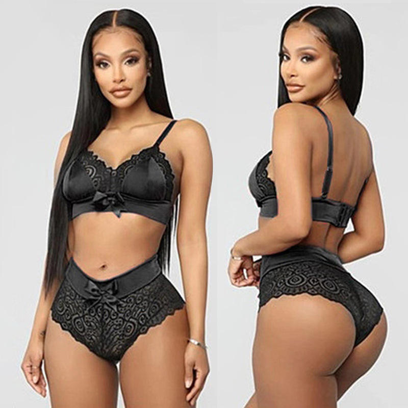 Wholesale Lingeries Set 2 Piece Ladies Underwear and Bra Sets Popular Lace Push up Bralette Lingerie Women Panties Set